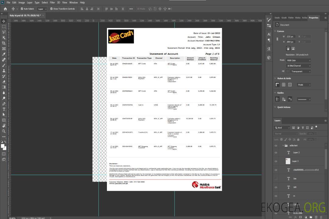 Modèle de relevé bancaire India Jazz Cash, format Word et PDF, 6 pages template Modèle de relevé bancaire India Jazz Cash, format Word et PDF, 6 pages template
